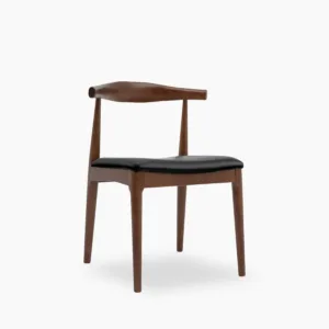 Aalborg Wooden Dining Chair | Noir Black Faux Leather & Walnut