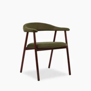 Monroe Dining Chair | Moss Green Sustainable Mohair Velvet & Walnut