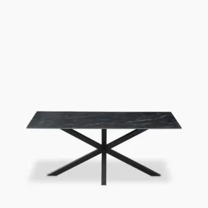 Sawyer 6 Seat Rectangle Dining Table | Black Ceramic & Black