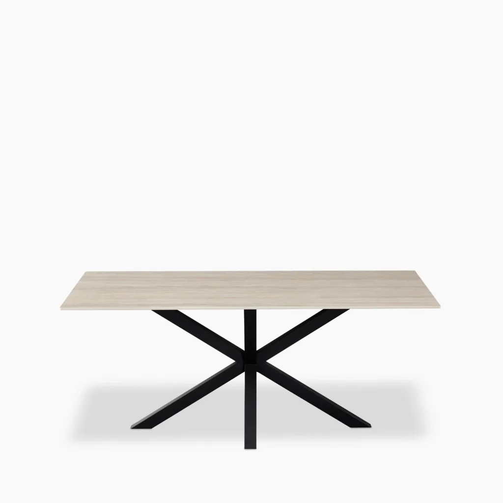 Sawyer 6 Seat Rectangle Dining Table | Cream Ceramic & Black