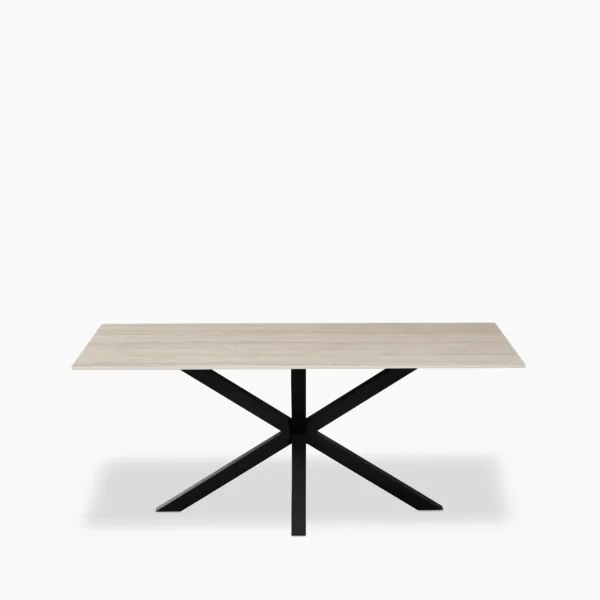 Sawyer 6 Seat Rectangle Dining Table | Cream Ceramic & Black