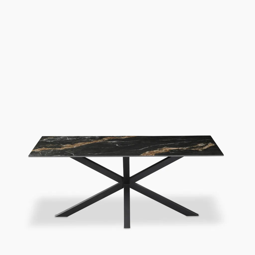 Sawyer 6 Seat Rectangle Dining Table | Storm Black Ceramic & Black