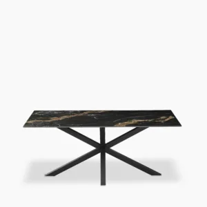 Sawyer 6 Seat Rectangle Dining Table | Storm Black Ceramic & Black