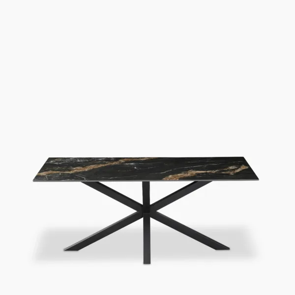 Sawyer 6 Seat Rectangle Dining Table | Storm Black Ceramic & Black